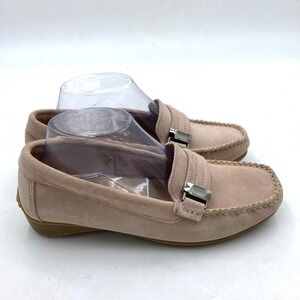 Pierro Masetti Kiowa Blush Pink Suede Moc Driving Loafers Shoes Wms 38EU 7.5US‎